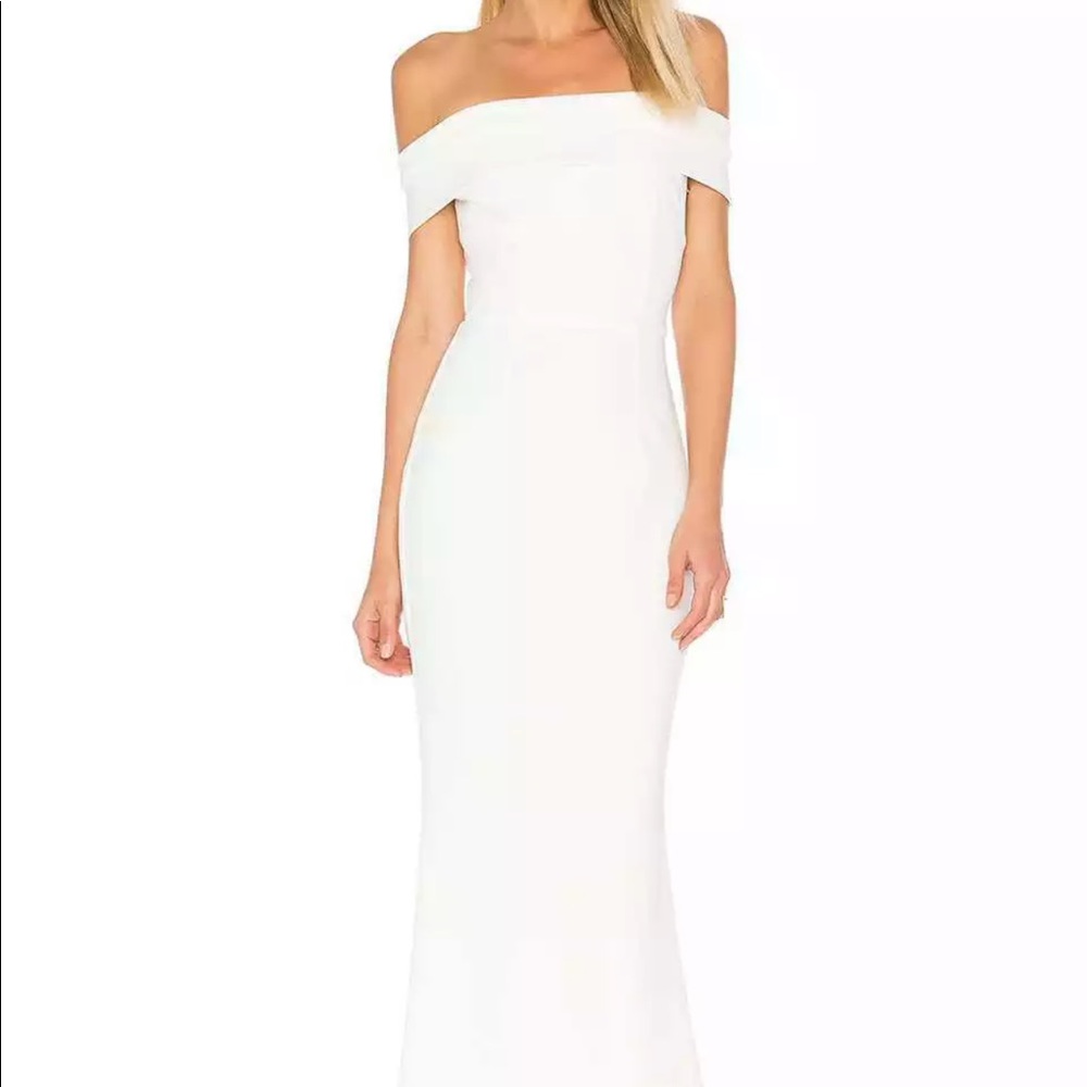 Katie May Legacy Sleek Cutout Crepe Foldover Gown